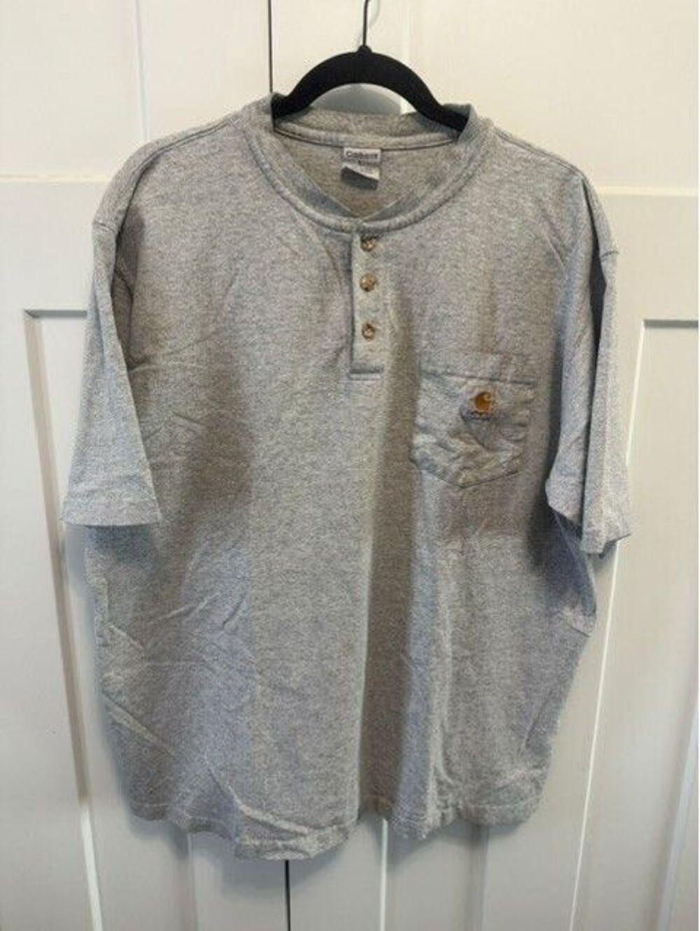 Carhartt Heavy T-Shirt Gray short sleeve original fit Men's Henley size Large